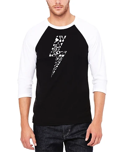 La Pop Art Men's Raglan Sleeves Lightning Bolt Baseball Word T-shirt