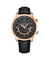 Alexander Men's Journeyman 2 Black Leather , Black Dial , 40mm Round Watch