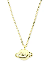 Cubic Zirconia Saturn Pendant Necklace, 13" + 2" extender