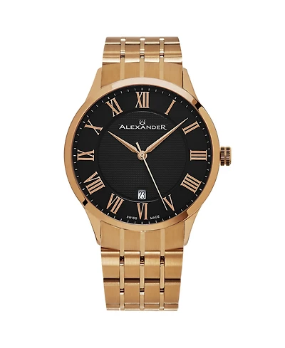 Alexander Men's Triumph Gold-Tone Stainless Steel , Black Dial , 42mm Round Watch