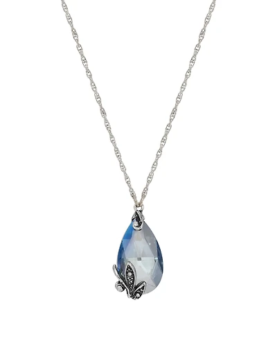 2028 Glass Teardrop Pendant Necklace