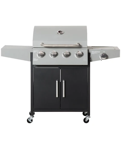 Outsunny 4 Burner Propane Gas Grill with Side Burner,