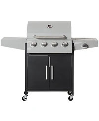 Outsunny 4 Burner Propane Gas Grill with Side Burner,