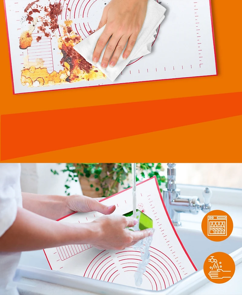 Cheer Collection 2 Pack Dough Pastry Baking Mat, 16" x 24"