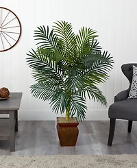 Nearly Natural 4.5' Golden Cane Palm Tree with Decorative Planter