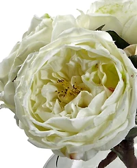 Nearly Natural Fancy White Rose Arrangement with Vase