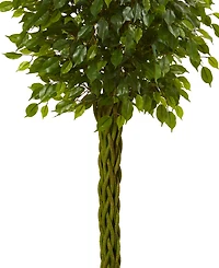 Nearly Natural 5' Ficus Uv-Resistant Indoor/Outdoor Artificial Tree with Woven Trunk