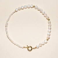 18K Gold Plated Freshwater Pearls mixed with Large and Small sizes - Ai Necklace 17" For Women