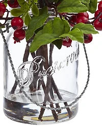 Nearly Natural Berry Boxwood in Glass Jar