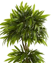 Nearly Natural 5.5' Mango Artificial Tree in Black Wash Planter Uv Resistant