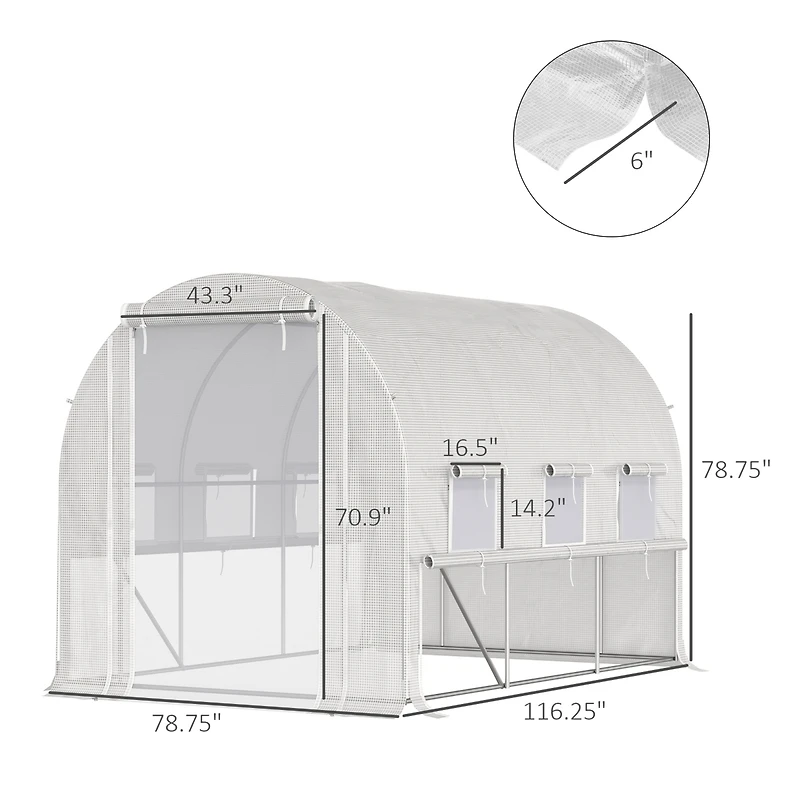 Outsunny 9.7' x 6.5' x 6.5' Walk-in Tunnel house with Mesh Door