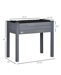 Outsunny 34" Raised Garden Bed Elevated Wooden Planter Box with Holes,