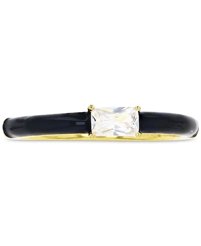 Cubic Zirconia & Enamel Stack Band 14k Gold-Plated Sterling Silver