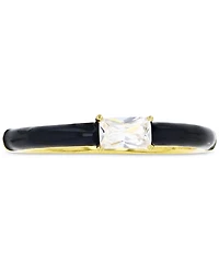 Cubic Zirconia & Enamel Stack Band 14k Gold-Plated Sterling Silver