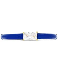 Cubic Zirconia & Enamel Stack Band 14k Gold-Plated Sterling Silver