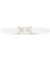 Cubic Zirconia & Enamel Stack Band 14k Gold-Plated Sterling Silver