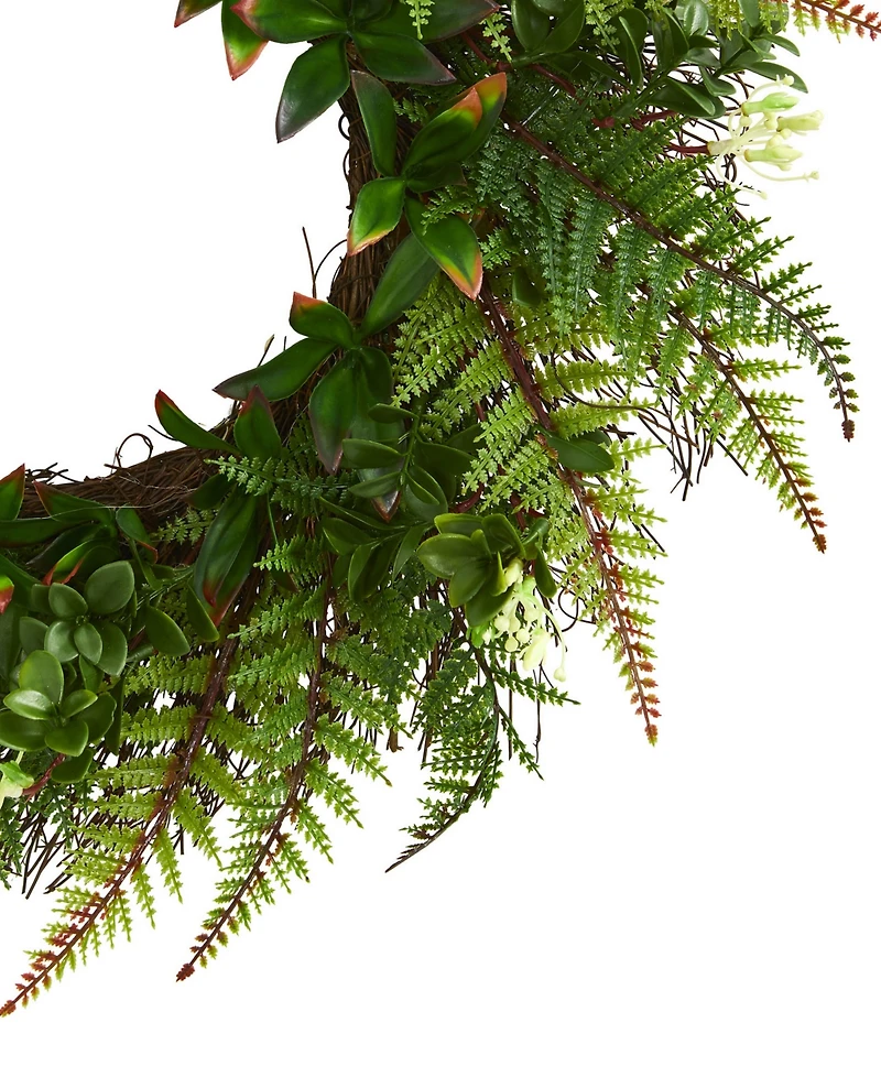 Nearly Natural 23" Assorted Fern Wreath