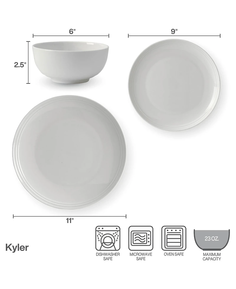 Mikasa Kyler Bone China 12 Piece Dinnerware Set, Service for 4
