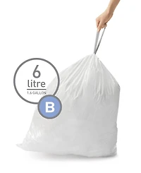 Simplehuman Code B 150pk Custom Fit Liners with 5 Quick Dispense Packs, 6L Bathroom Trash Bag Liners