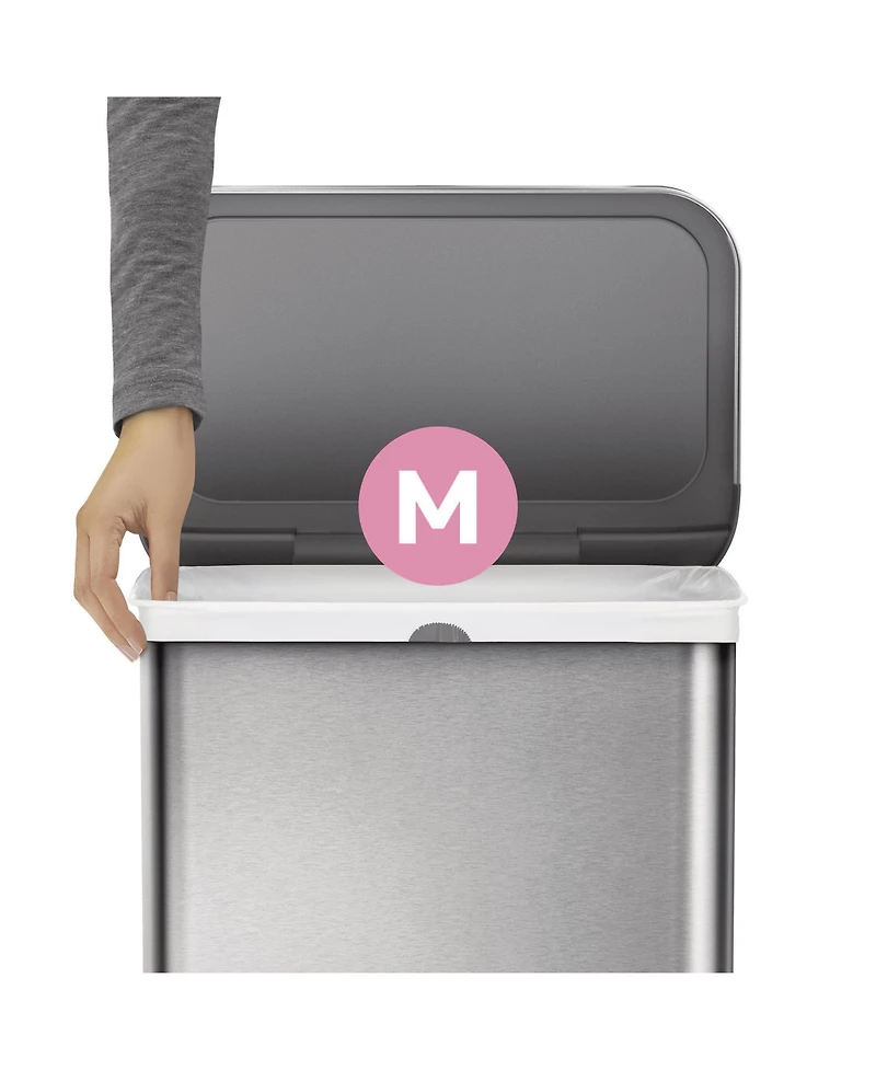 Simplehuman Code M 100pk Custom Fit Liners with 5 Quick Dispense Packs, 45L Kitchen Trash Bag Liners