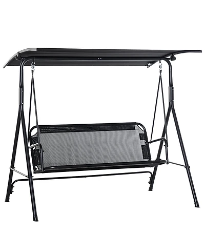 Outsunny Patio Swing Chair with Canopy, Seats 2 Adults Loveseat Bench with Adjustable Tilt Canopy, Armrests, A-Frame Steel