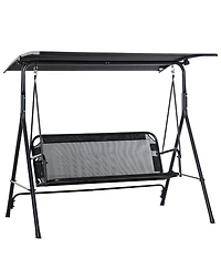 Outsunny Patio Swing Chair with Canopy, Seats 2 Adults Loveseat Bench with Adjustable Tilt Canopy, Armrests, A-Frame Steel