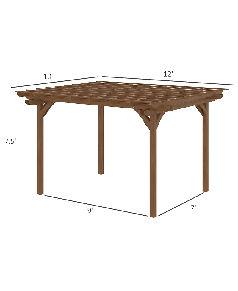 Outsunny 12' x 10' Wooden Pergola, Outdoor Gazebo,