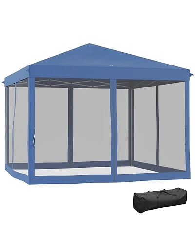Outsunny 10' x 10' Pop Up Canopy with 4 Removable Sidewalls
