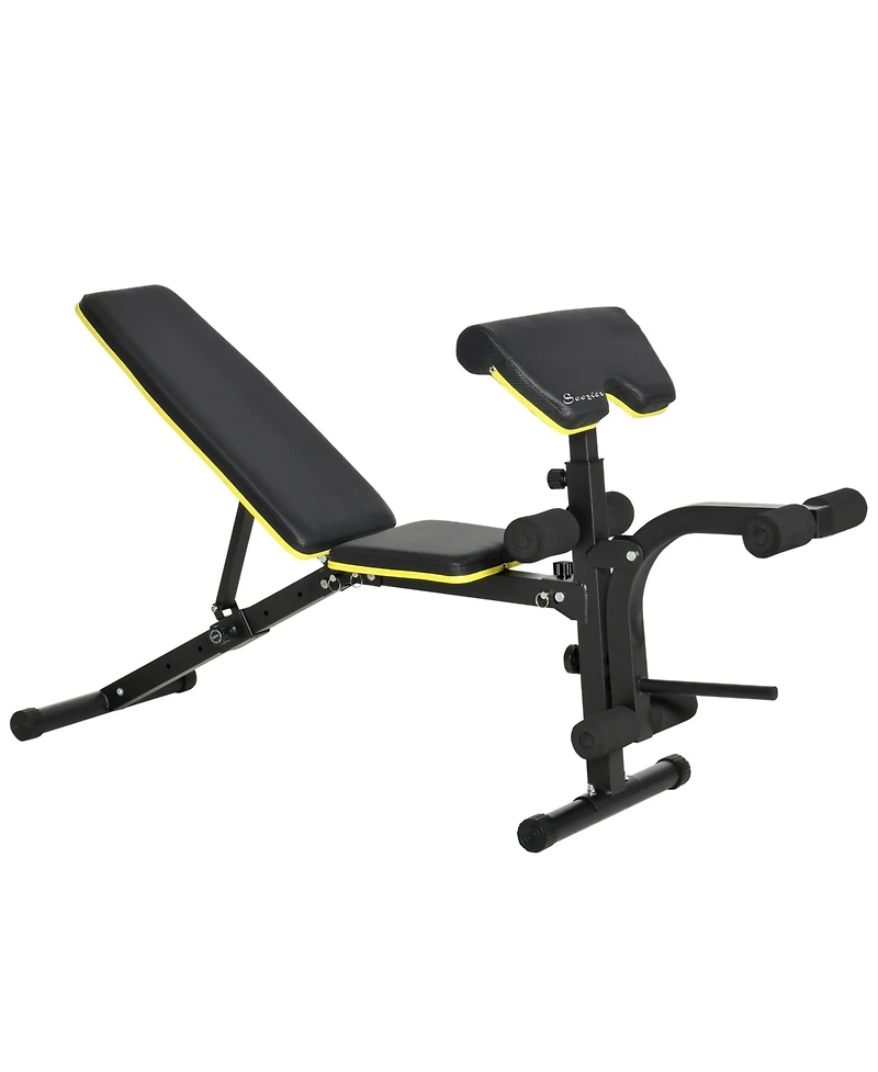 Soozier Adjustable Workout Bench with Leg Extension and Curl, Ergonomic Foam, Dumbbell Bench for Home, Comfortable Padding, Exercise Bench Home Gym Eq