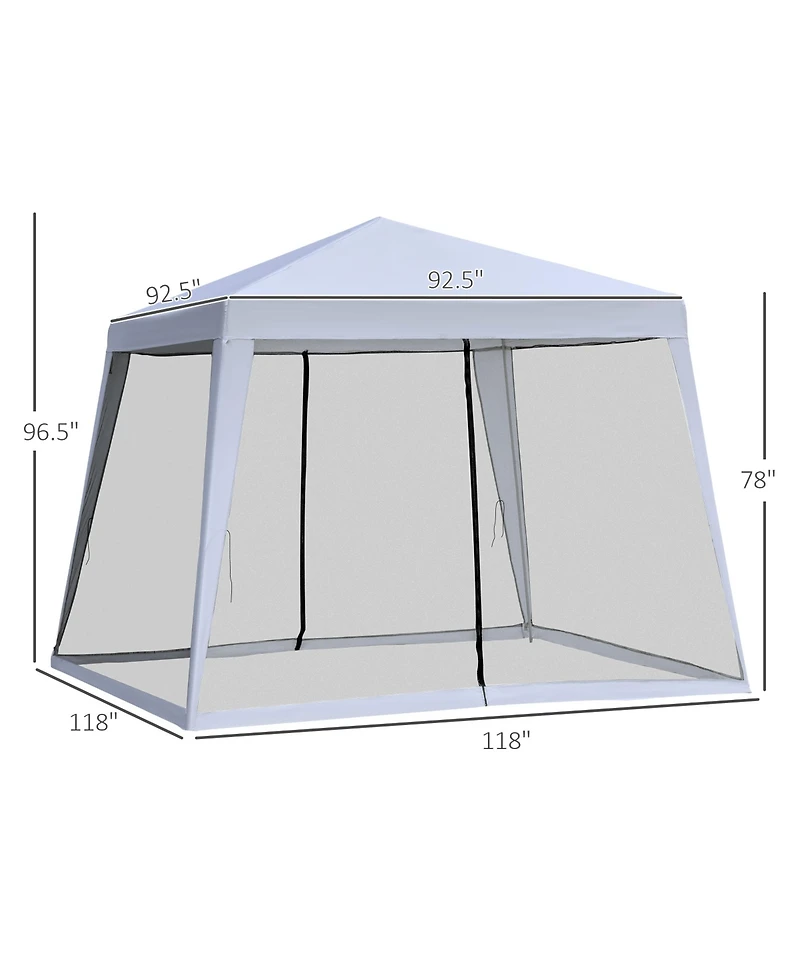 Outsunny Outdoor Sun Shade Gazebo Canopy Tent with Mesh Screen Walls -