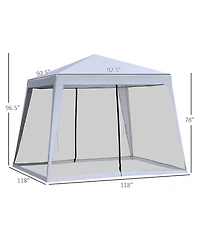 Outsunny Outdoor Sun Shade Gazebo Canopy Tent with Mesh Screen Walls -
