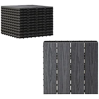 Outsunny 12" 11pc Wood-Plastic Composite Flooring Deck Interlocking Tiles