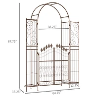 Outsunny Garden Gate Arbor Wedding Arch with Doors Plant Shelves,