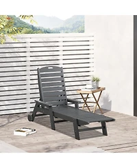 Outsunny Outdoor Chaise Lounge Chair, Waterproof Pool Furniture with Reclining Adjustable Backrest & Wheels for Beach, Tanning, Poolside, Patio, Light