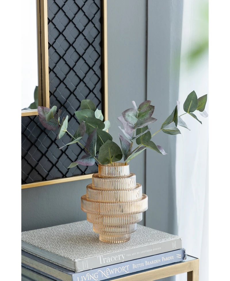 Ab Home Ribbed Geometric Glass Vase, Set of 2