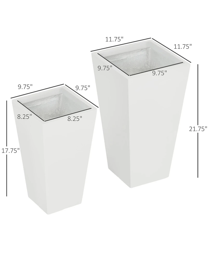 Outsunny 2-Pack MgO Flower Pots with Drainage Hole