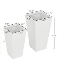 Outsunny 2-Pack MgO Flower Pots with Drainage Hole