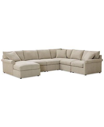 Closeout! Wrenley 131" 6-Pc. Fabric Modular Sectional Chaise Sofa, Created for Macy's
