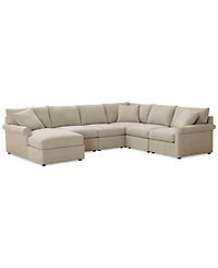 Closeout! Wrenley 131" 6-Pc. Fabric Modular Sectional Chaise Sofa, Created for Macy's