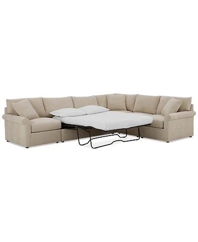 Closeout! Wrenley 137" 5-Pc. Fabric L-Shape Modular Sleeper Sectional Sofa, Created for Macy's