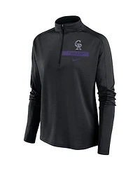 Women's Nike Black Colorado Rockies Primetime Raglan Quarter-Zip Top
