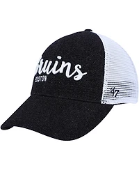 Women's '47 Brand Black, White Boston Bruins Encore Mvp Trucker Snapback Hat
