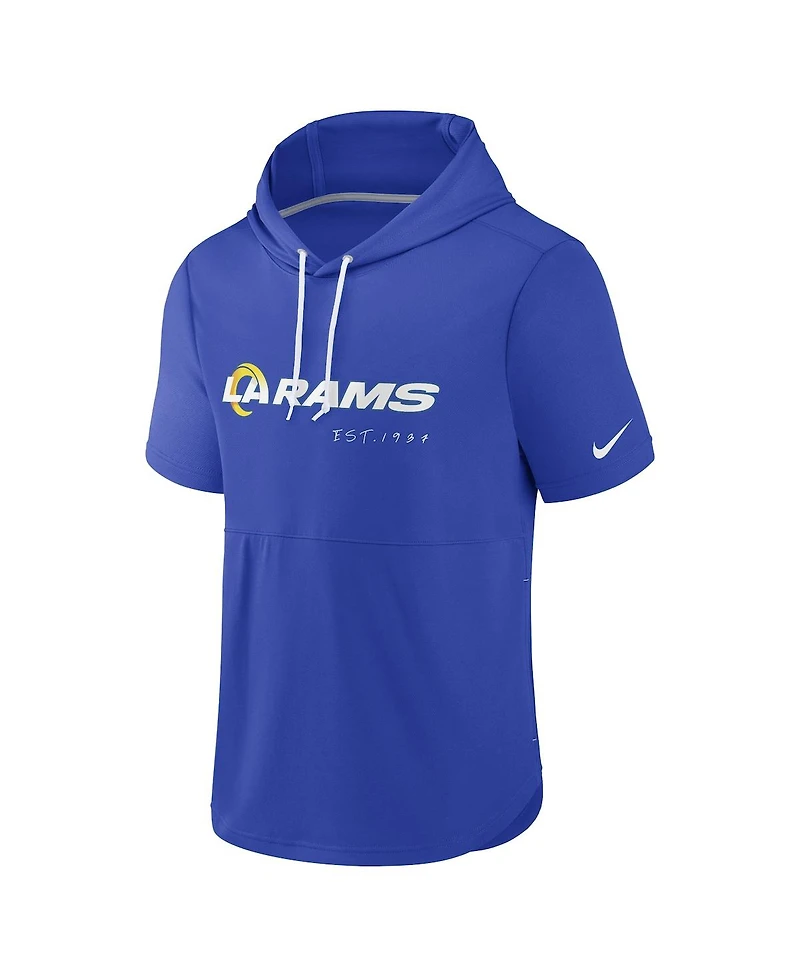Men's Nike Royal Los Angeles Rams Short Sleeve Pullover Hoodie