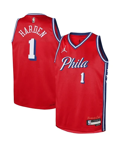 Big Boys and Girls Jordan James Harden Red Philadelphia 76ers 2022/23 Swingman Jersey - Statement Edition