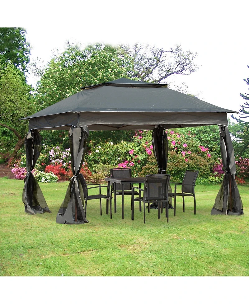 Outsunny 11' x 11' Pop Up Gazebo Outdoor Canopy Shelter with 2-Tier Soft Top, and Removable Zipper Netting, Event Tent with Large Shade, and Storage B