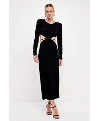 Grey Lab Women's Crossed Open Back Long Jersey Dress