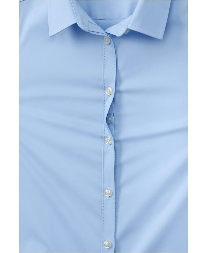 Lands' End Big Girls School Uniform No Gape Long Sleeve Stretch Shirt