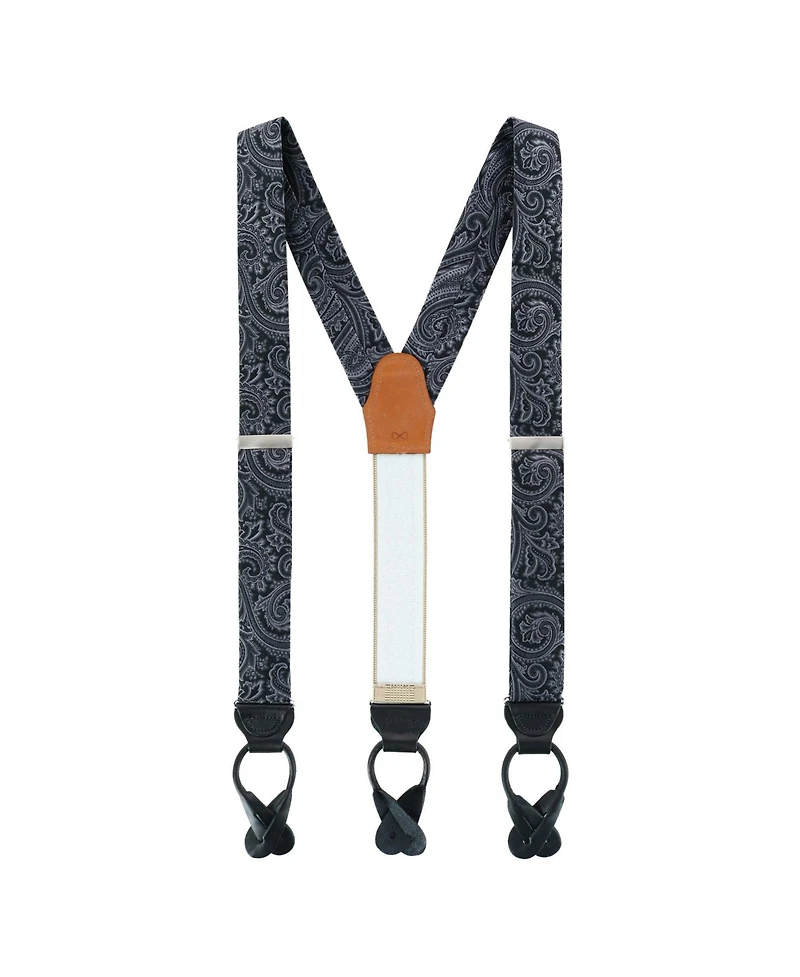 Trafalgar Men's Sobee Paisley Silk Brace and Bow Tie Set