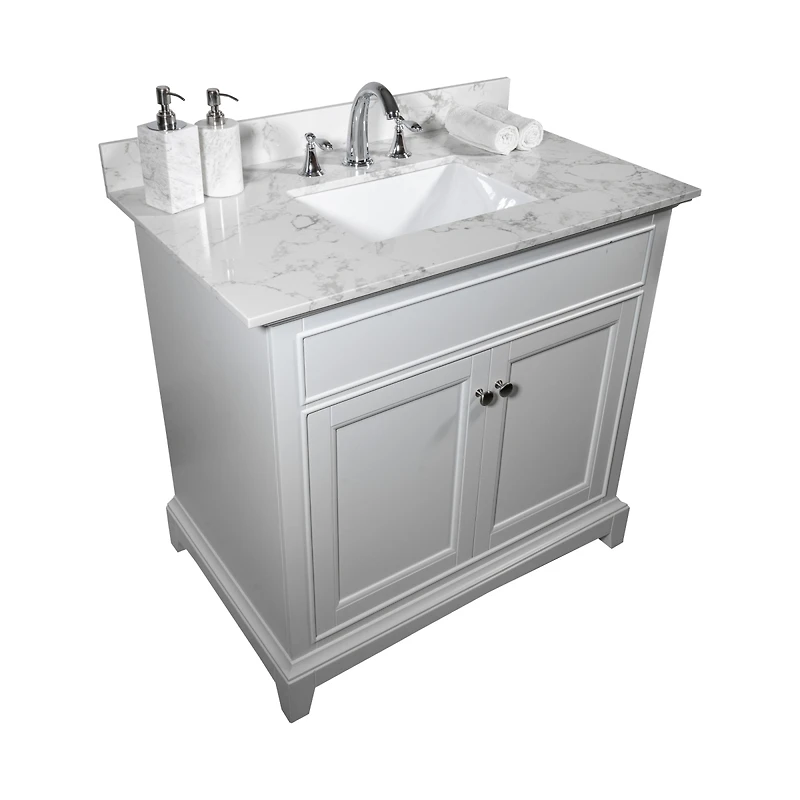 Streamdale Furniture 31 Inch Bathroom Vanity Top Stone Carrara New Style Tops With Rectangle Undermount