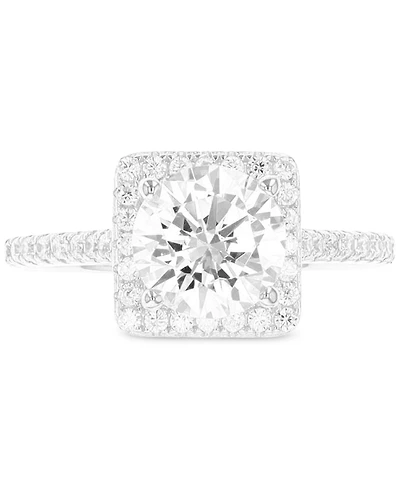 Cubic Zirconia Square Halo Ring in Sterling Silver